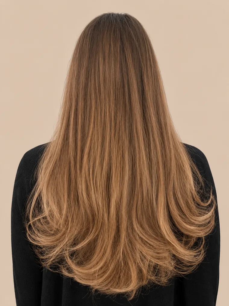 längeres, volleres Haar derselben Farbe mit weichen Wellen
